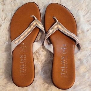 Made In Italy leather dressy flip flops size 9.5